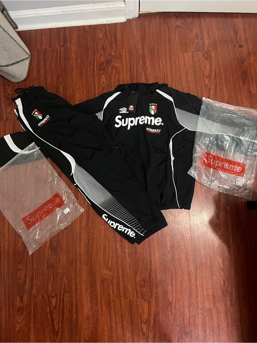 Supreme Black and White Logo Windbreaker Jacket